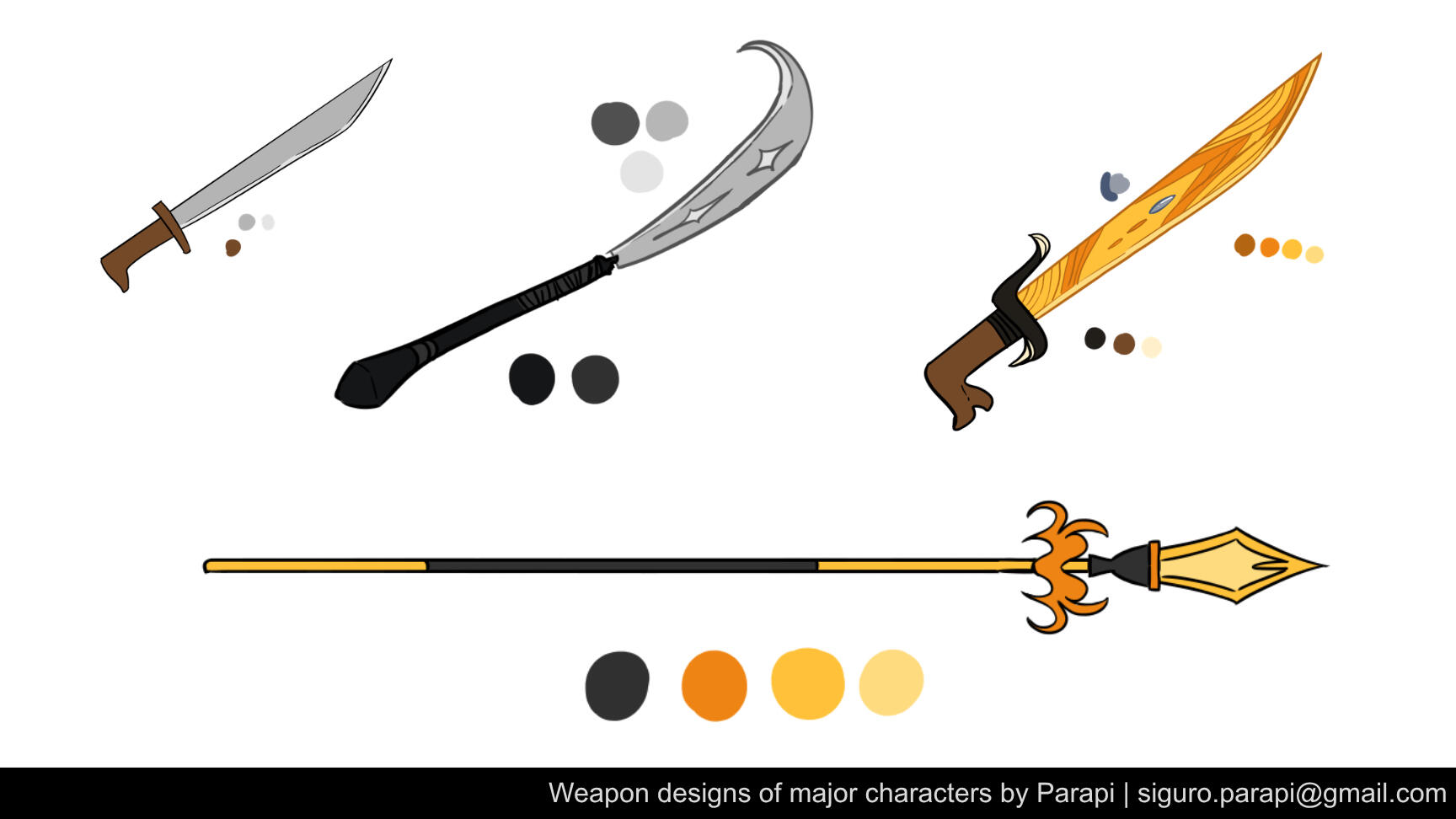 Weapon design of major characters Weapon design of major characters